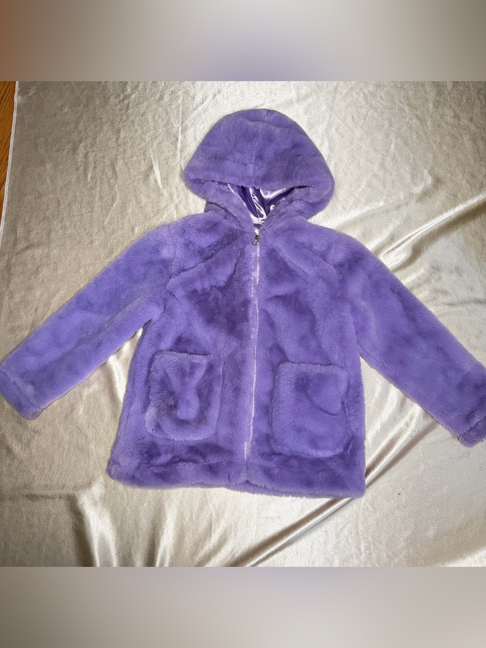 Urban Republic Purple Faux Fur Hooded Jacket Girl’s Size M 5/6
